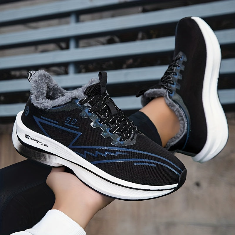 Men'S Winter Snow Sneakers - Warm Fleece Lined Thermal Insulation, Non-Slip TPU Sole with Carbon Fiber Support, Low-Top Lace-Up Winter Boots with Arch & Cushioned Insole, All-season Outdoor Hiking, Snow Walking, Daily Winter