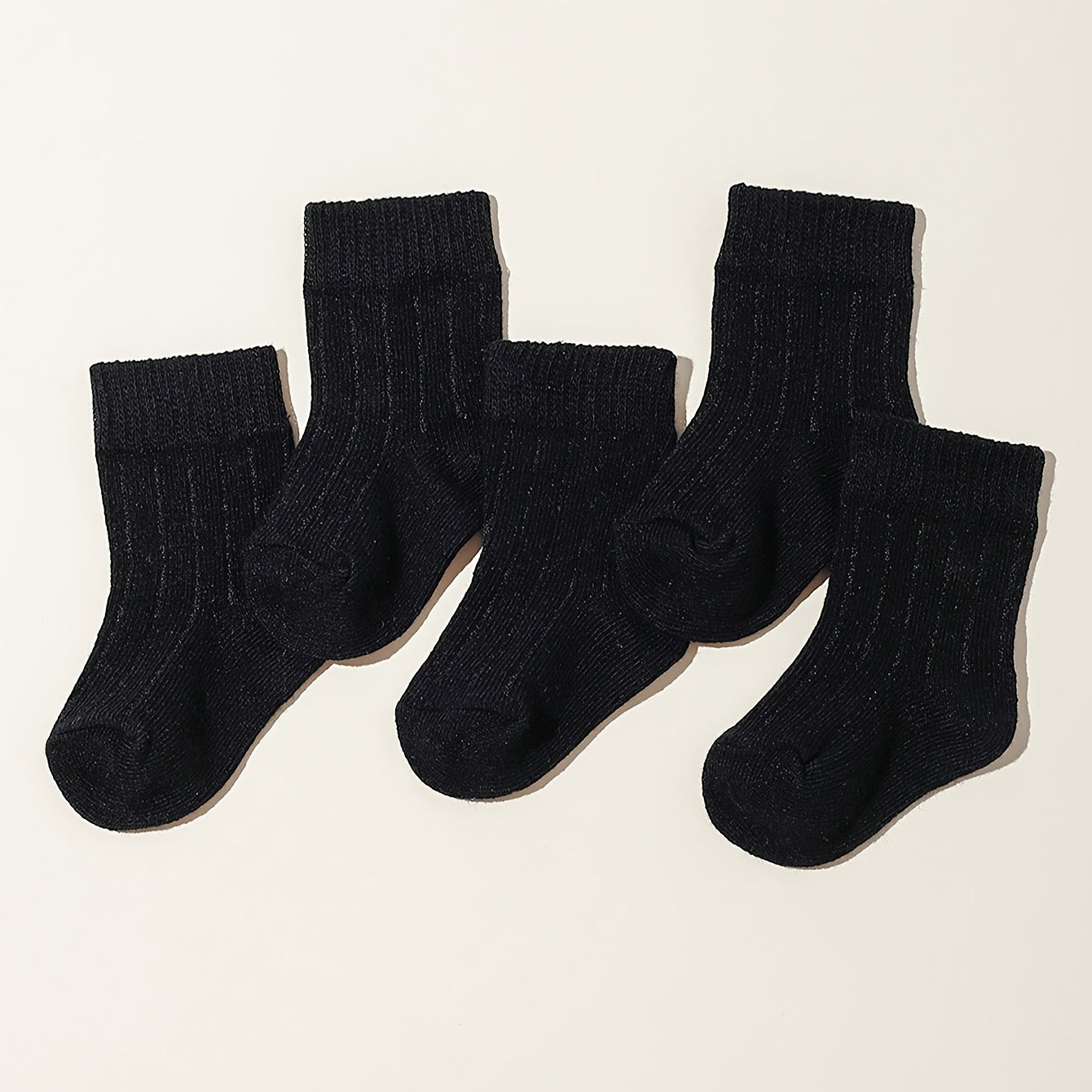 5-Pack Unisex Baby Toddler Mid-Calf Socks, Breathable Polyester Knit, Non-Slip, Hand Wash Only, All-Season Sports Socks