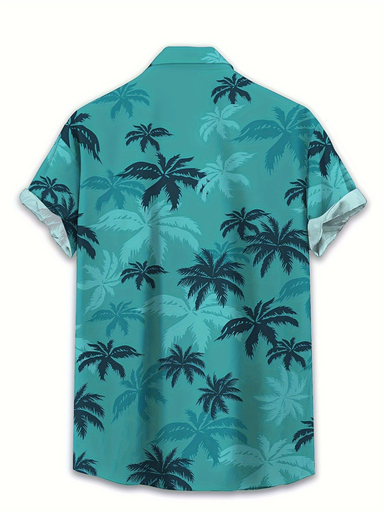 Coconut Tree Print Men's Summer Fashionable And Simple Short Sleeve Button Casual Lapel Shirt, Trendy And Versatile, Suitable For Dates, Beach Holiday, As Gifts