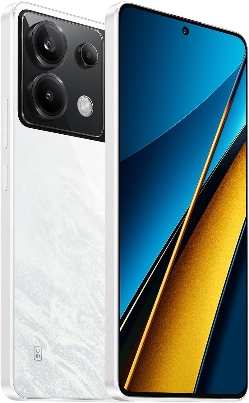 Xiaomi Poco X6 5G + 4G LTE Global Unlocked (256GB + 12GB) GSM 6.67" 64MP Triple Camera (Tmobile Mint Tello Global) + (Car Fast Car Dual Charger Bundle) (White Global ROM)