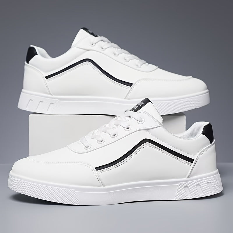 Men'S Fashion Skateboarding Shoes, Durable Anti-Slip Lace-Up Outdoor Sports Sneakers, Street Style Low Top Casual Footwear, PU Upper, Fabric Lining, PVC Sole, Cloth Insole, Round Toe, for Hiking, Daily Wear, Parties, Weddings