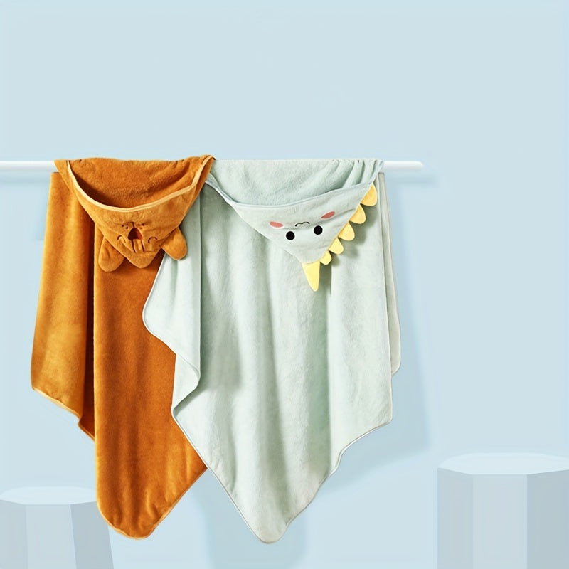 Adorable Animal Design Baby Boy's Soft Hooded Bathrobe - Super Absorbent & Quick-drying Blanket - Suitable For Aged 0-3