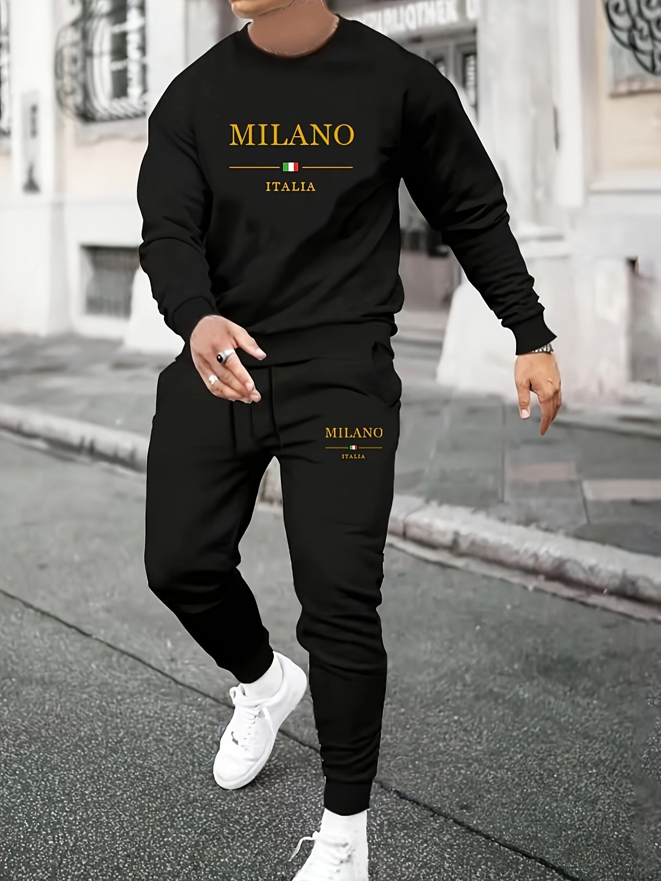 Տղամարդկանց նորաձև սպորտային MILANO կլոր օձիքով սվիտերի և տաբատի 2 հատանոց հավաքածու - Xingfan