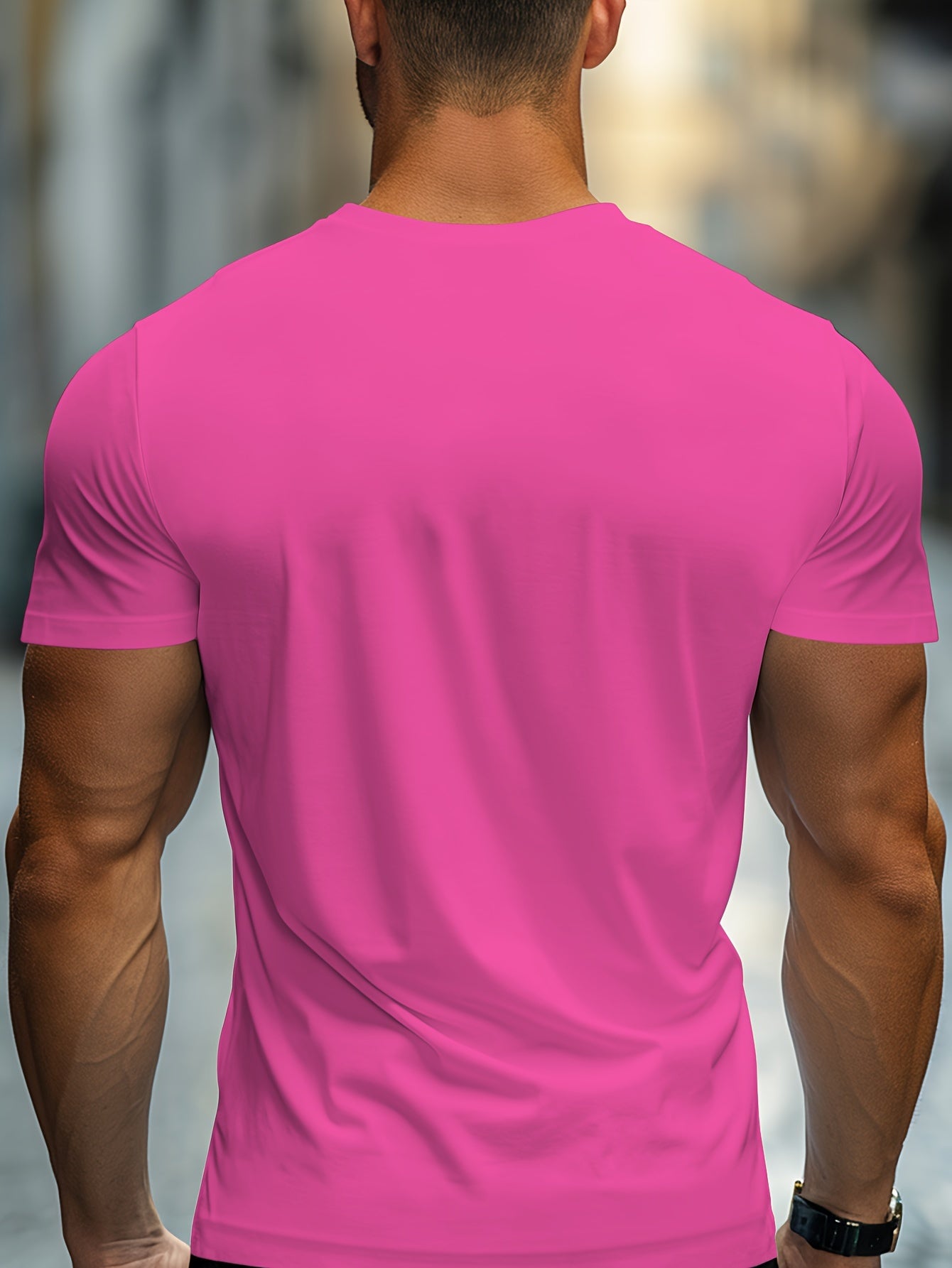 Men'S Casual Crew Neck T-Shirt with Trendy English Print, 95% Polyester 5% Elastane, Slight Stretch Knit Fabric, Regular Fit, Summer Wear - MBDMBD