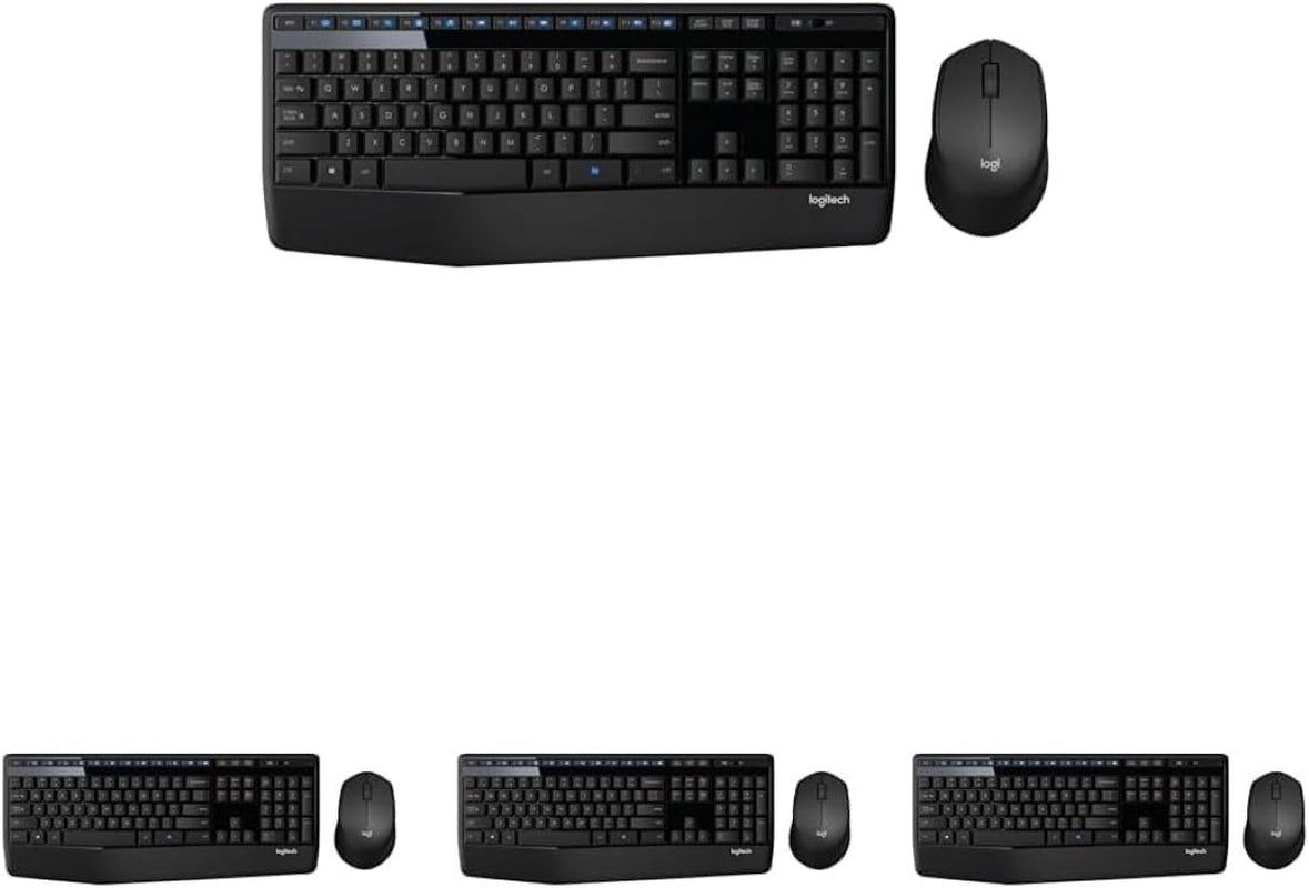 Logitech MK345 Wireless Combo Full-Sized Keyboard with Palm Rest and Comfortable Right-Handed Mouse, 2.4 Ghz Wireless USB Receiver, Compatible with PC, Laptop,Black