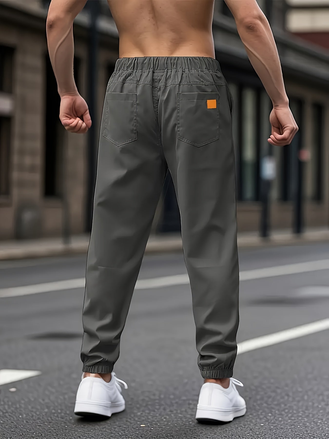 1pc Men'S Casual Cargo Pants, Solid Color Polyester Drawstring Waist, Non-Stretch Woven Fabric, Regular Fit, Polyester Lined, Perfect for Weekend Casual Wear