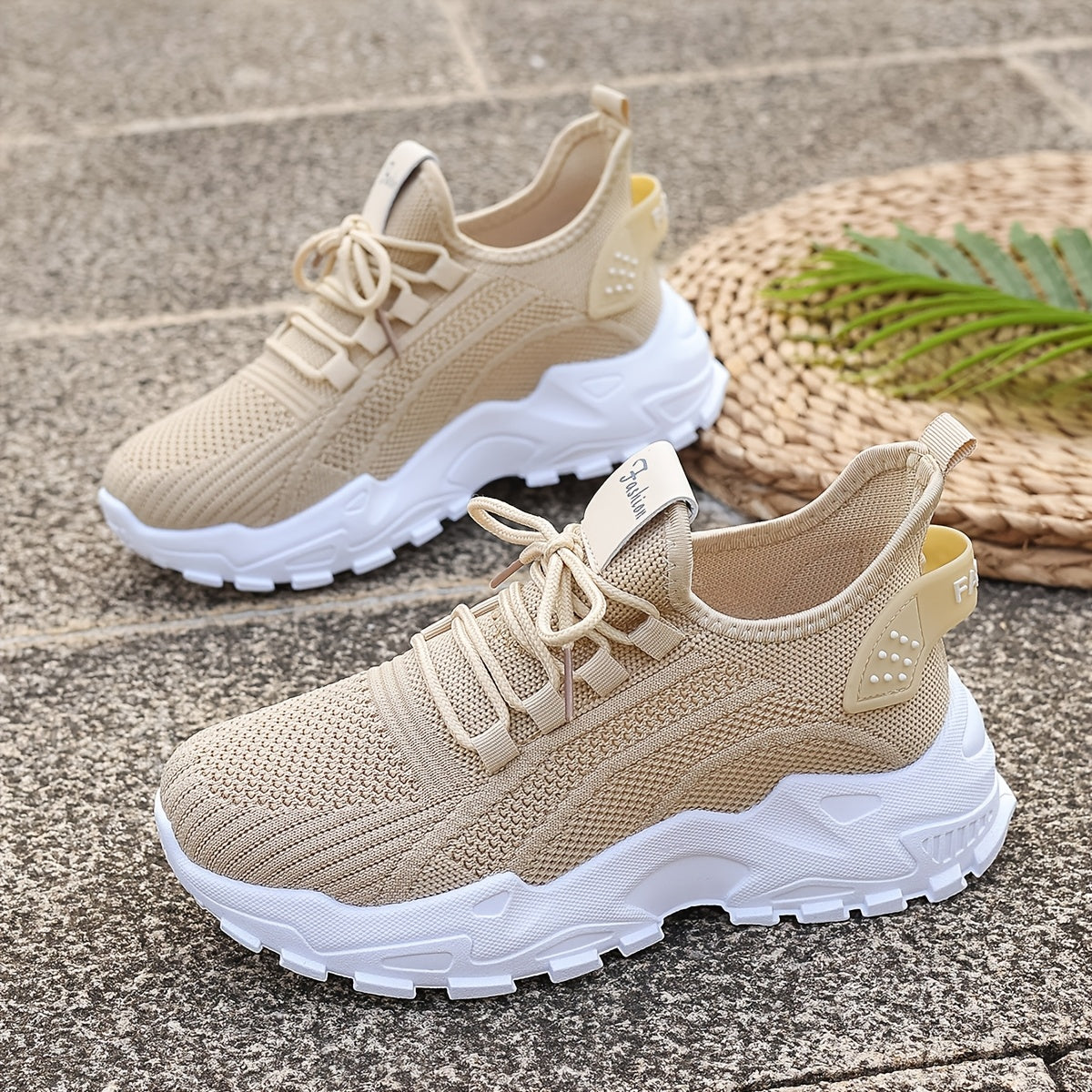 Women'S Breathable Knit Mesh Sneakers - Lightweight Running Shoes with Non-Slip EVA Sole - Comfortable All-Season Casual Walking Footwear, Black & White Options, Low-Top Lace-Up Design, Walking Shoes