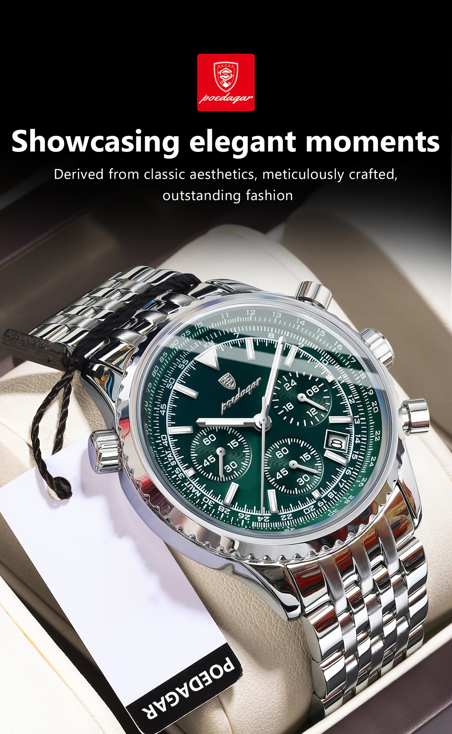 The New 2024 Waterproof Luminous Calendar Stainless Steel Chronograph Quartz Watch from Baida Is a High-End, Powerful, And Trendy Quartz Wristwatch for Men.