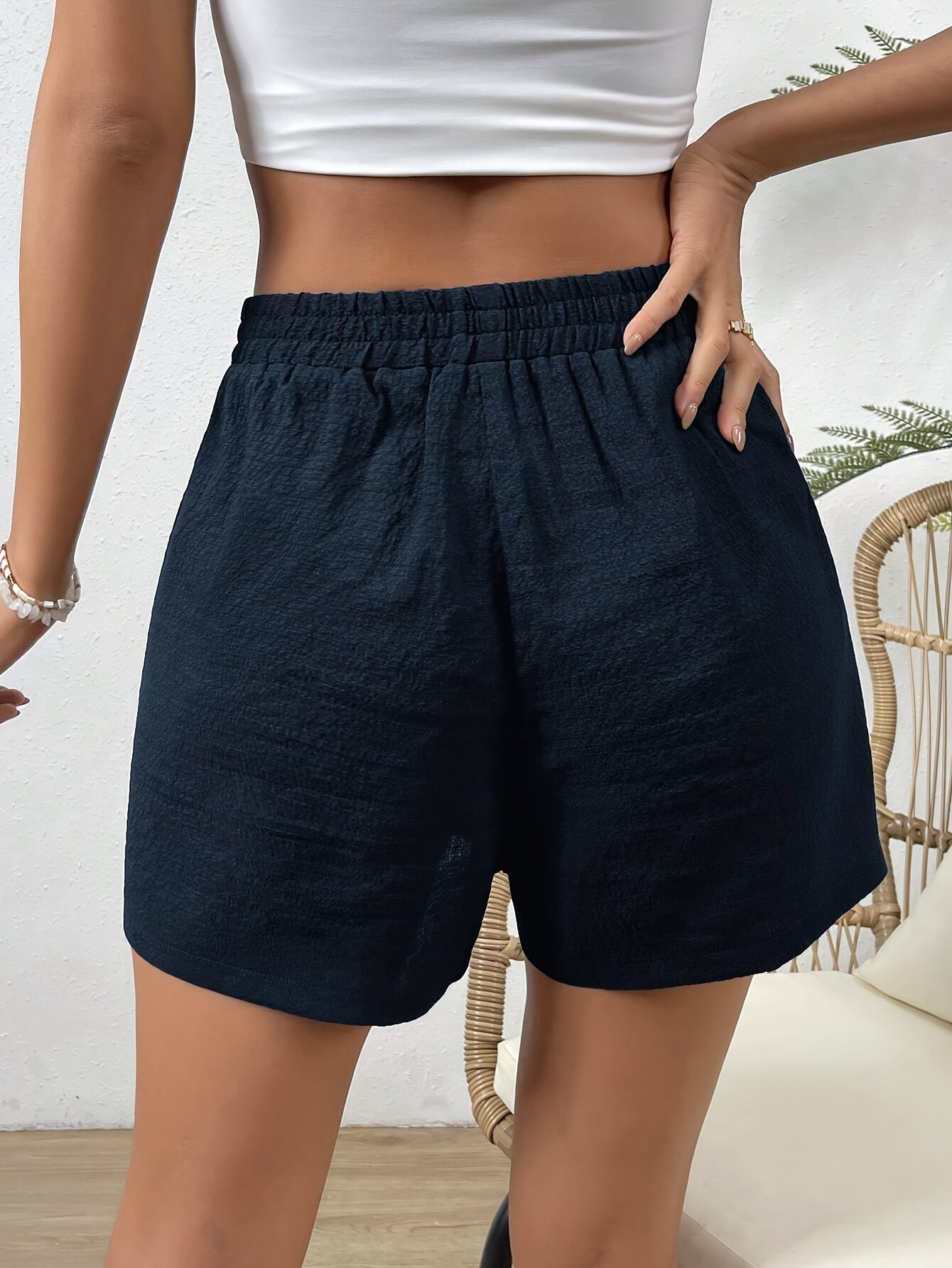 Women's Casual Polyester Shorts With Drawstring Waist, Breathable And Comfortable For Spring, Summer, And Fall