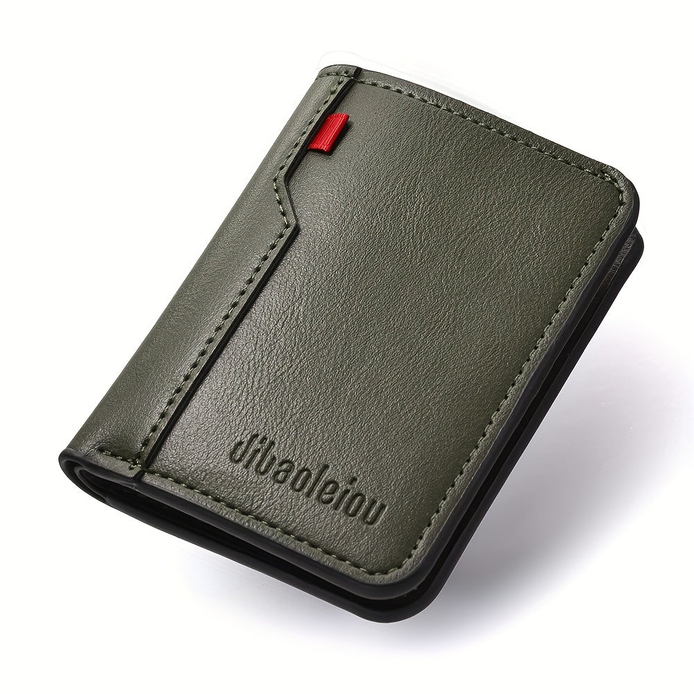 1pc Men'S Vintage Faux Leather Credit Card Wallet, Slim and Soft Design, Multiple Card Slots, Business Style Driver'S License Card Holder, Travel Zero Wallet