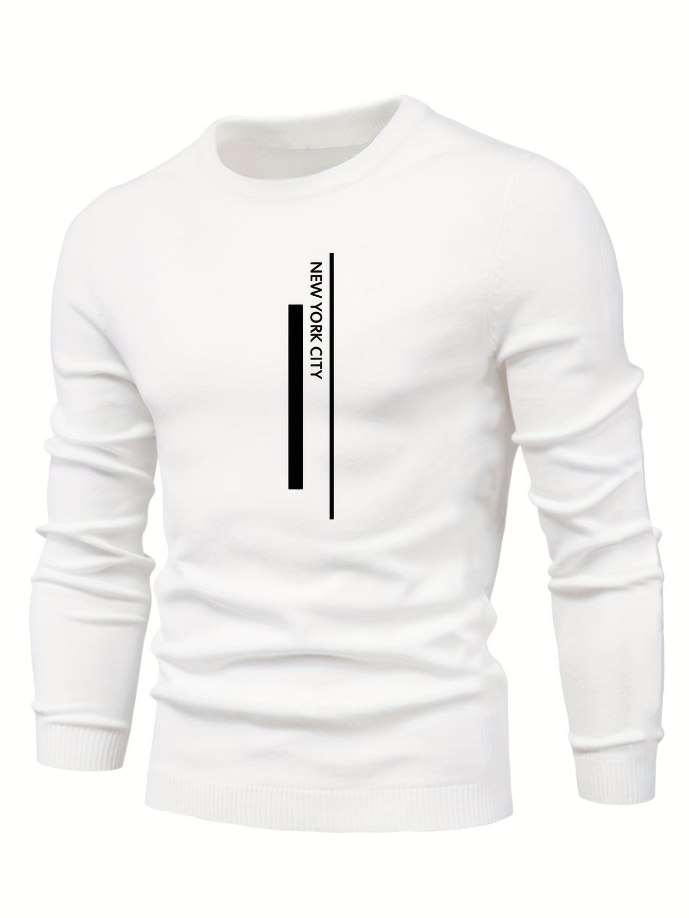 2023 New Cross-border Autumn and Winter Men's Round Neck Random Print Round Neck Knitted Sweater
