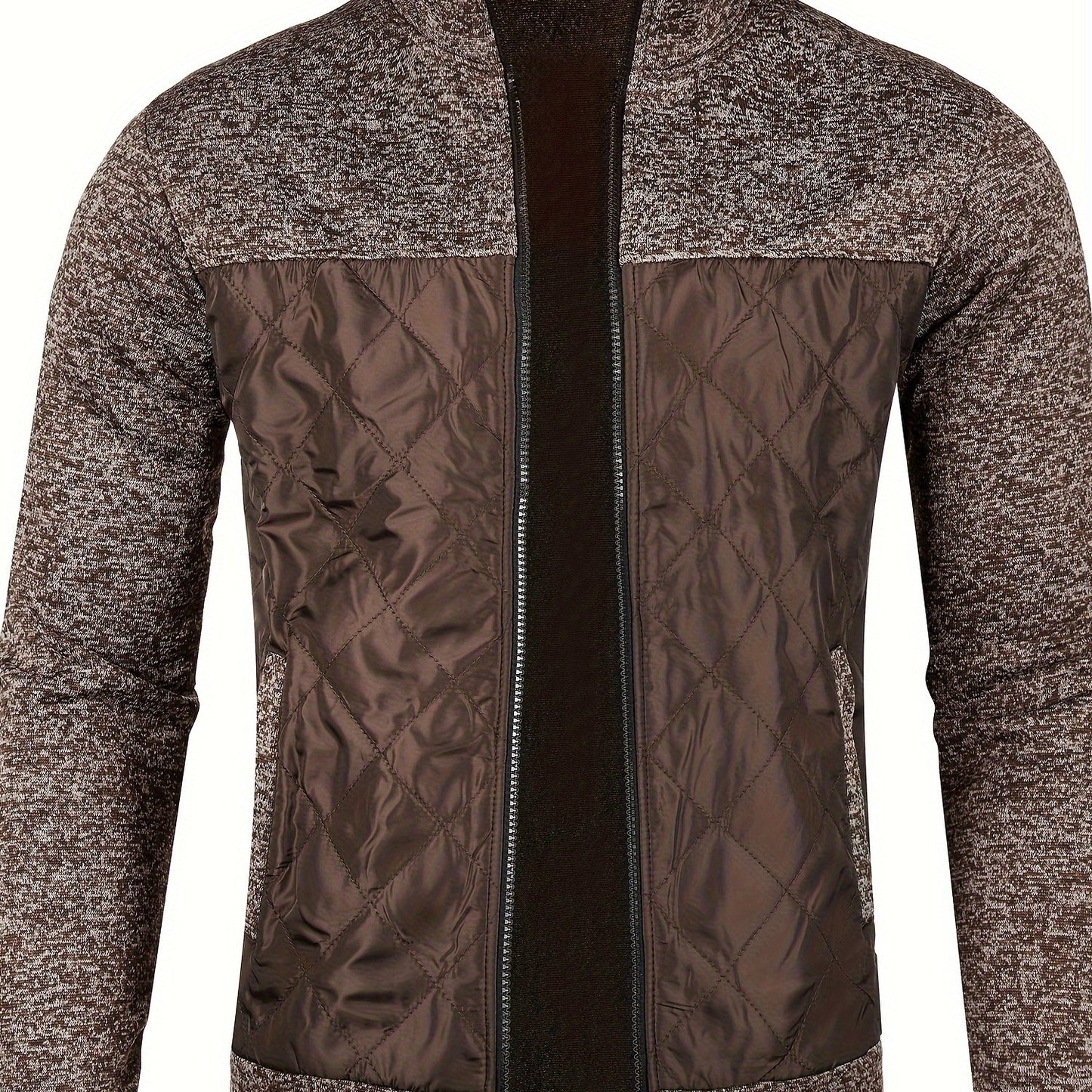 Men's Knitted Cardigan Jacket, Autumn Winter Casual Stand Collar Full Zip Coat, Long Sleeve Regular Fit Jacket