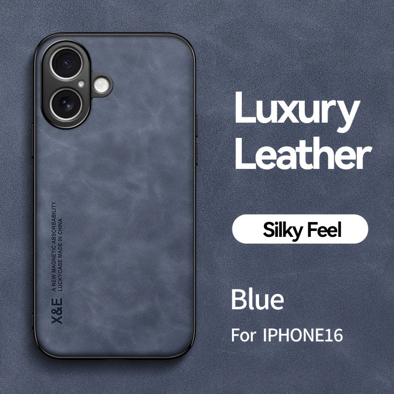 Premium Faux Leather Phone Case - with Built-in Magnetic Iron Sheet, Vehicle magnet, Sheepskin Texture, Ultra-Thin Design for iPhone 16, for iPhone 16 Plus, for iPhone 16 Pro, for iPhone 16 Pro Max