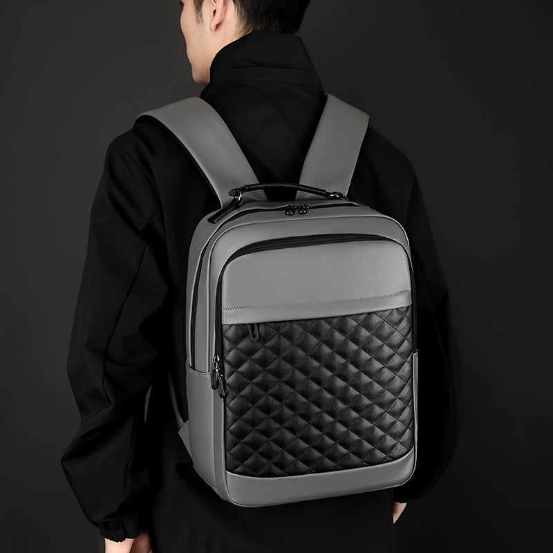 Classic -patterned business backpack, suitable for both men and women. Crafted with high-quality materials, featuring a simple yet elegant design with refined zipper details and spacious compartmentalized storage to showcase