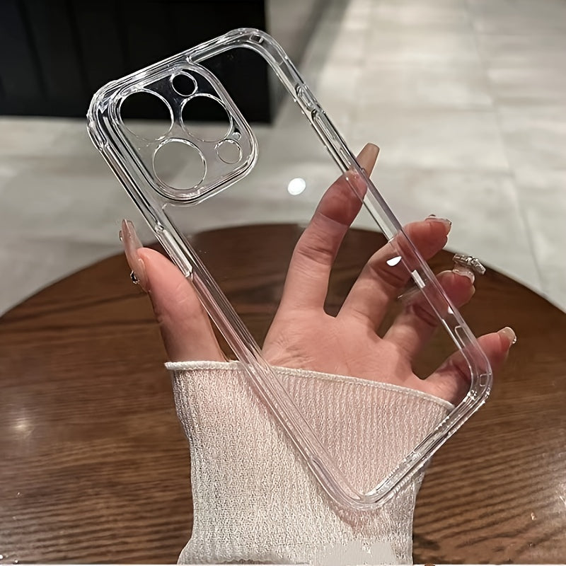 Simple Transparent TPU Phone Case Suitable for iPhone 16 16pro 16proMax 15 15Pro 15ProMax 14 14Pro 14ProMax 13 13Pro 13ProMax 12 12Pro 12ProMax 11 11 Pro 11ProMax All Inclusive Lens Protection Case