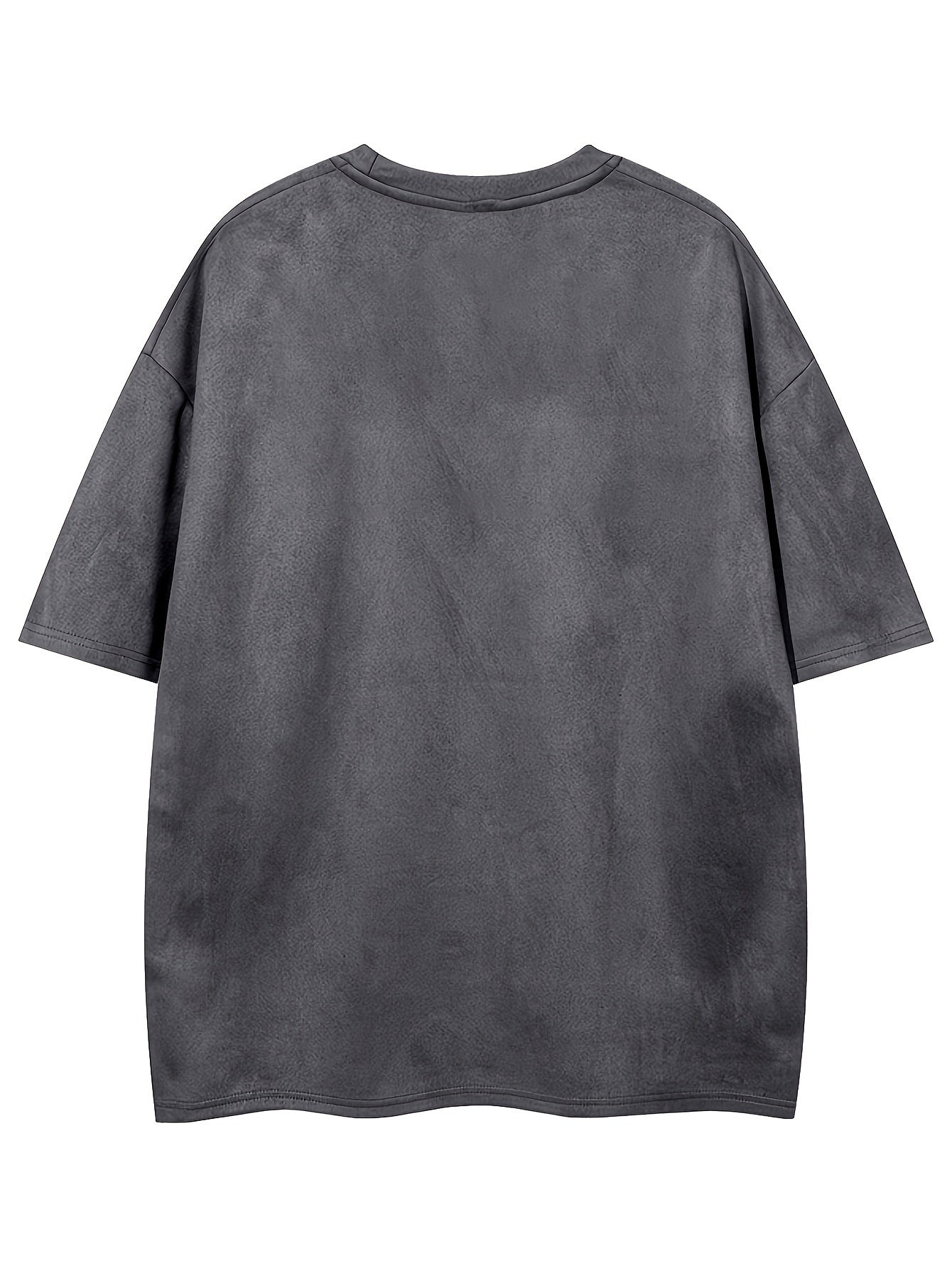 Men's Casual Black Suedette Short-Sleeve T-Shirt with Print Cross Design - Soft, Loose Fit, Round Neck, Summer Tee for Adults, Summer Casual Wear | Casual Shirt | Faux Suedette Texture