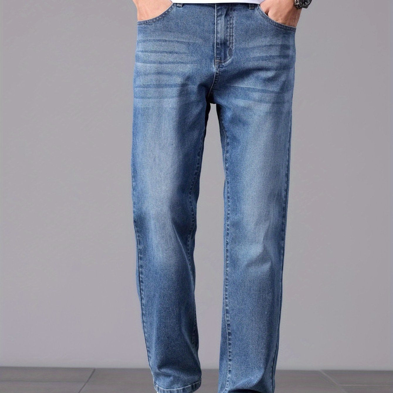 Men'S Stretchy Long Pants, Stylish And Versatile, Slim Fit, Breathable, Trendy Denim Trousers for Spring And Summer.