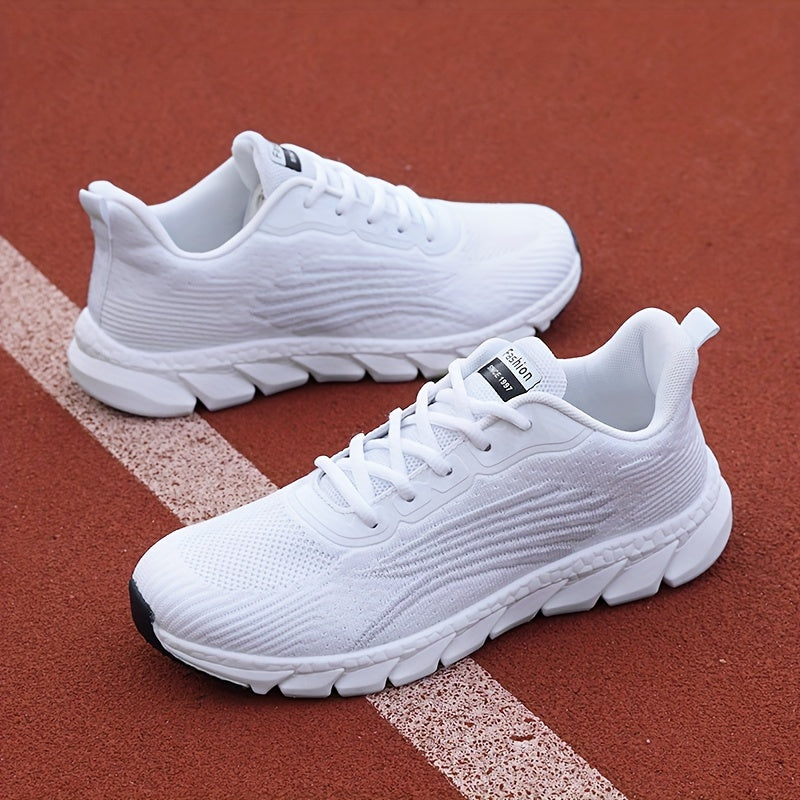 Women's Solid Color Casual Sneakers, Lace Up Comfy Breathable Soft Sole Shoes, Lightweight Low-top Running Shoes plus size