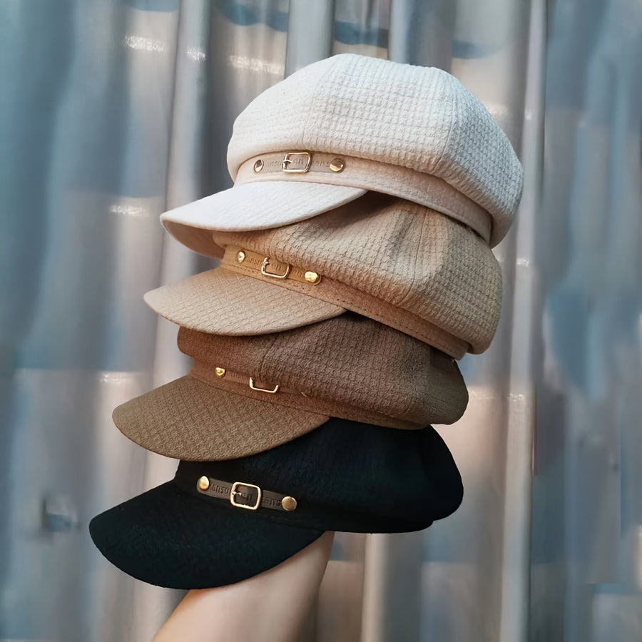 1pc Elegant Classic Newsboy Hat Lightweight Breathable Cap Solid Color Fashionable Hats For Women