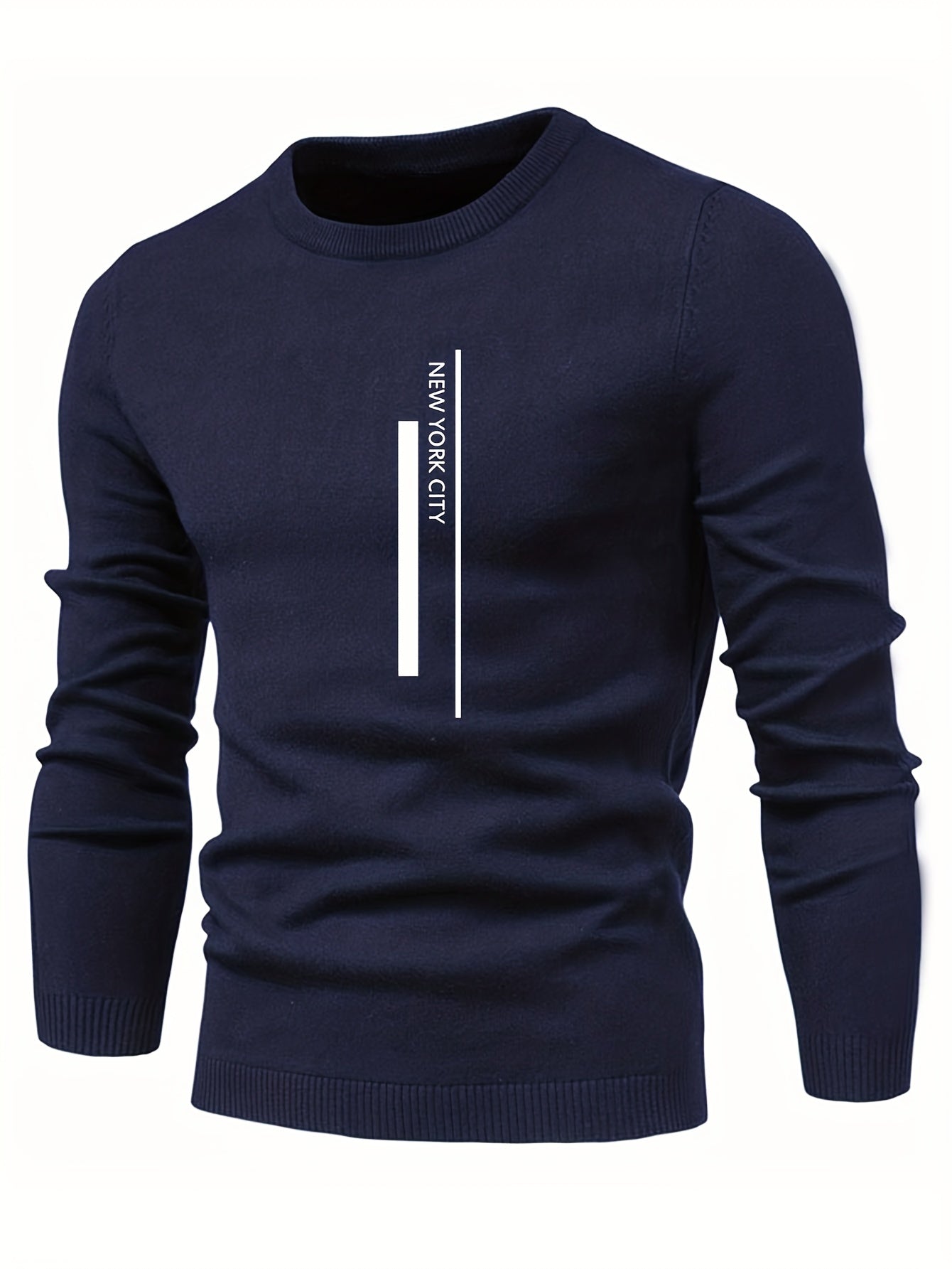 2023 New Cross-border Autumn and Winter Men's Round Neck Random Print Round Neck Knitted Sweater