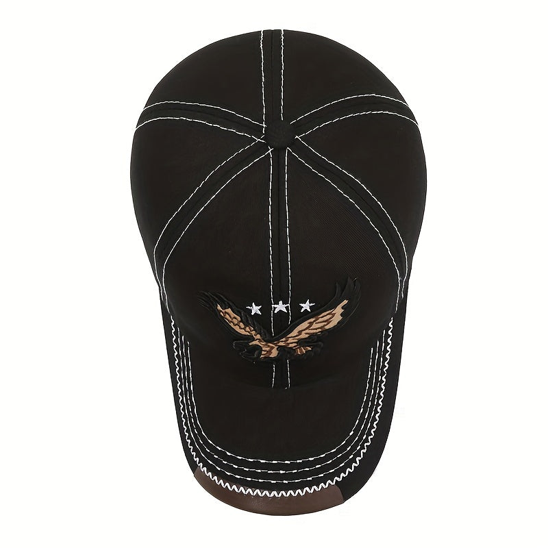 Unisex Fashion Cool 3D Eagle ասեղնագործված բեյսբոլի գլխարկ, կարգավորելի արևապաշտպանություն պատահական սպորտային արևապաշտպան գլխարկ կանանց և տղամարդկանց համար