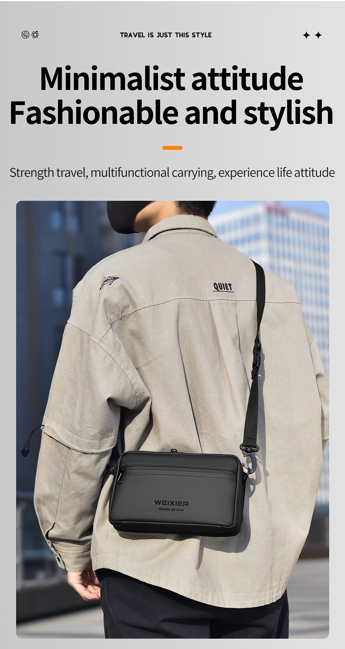 WEIXIER Unisex Fashion Messenger Bag, Shoulder Satchel with Detachable Strap, Polyester Lined, Business Briefcase for Commuting Outdoor, Ideal Gift for Husband Or Boyfriend