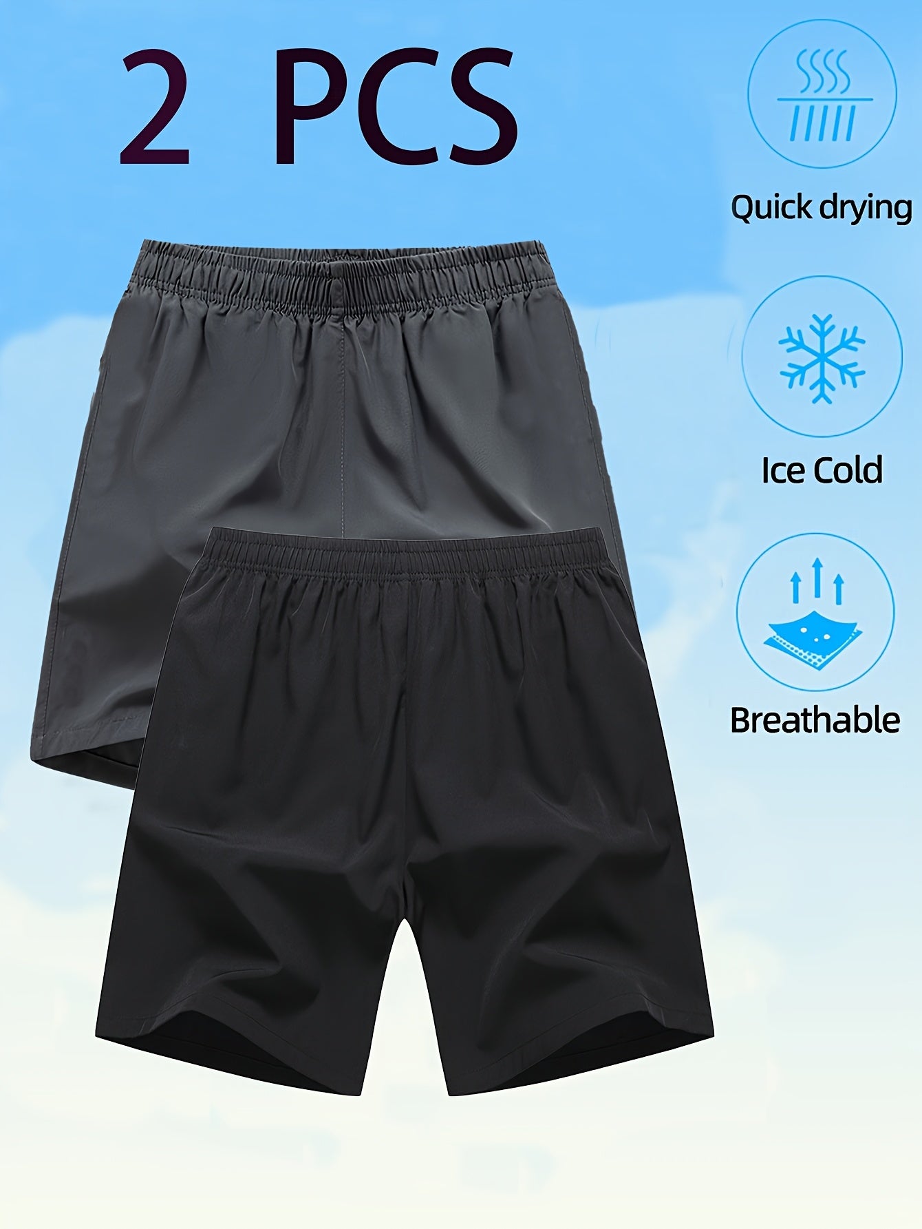 2pcs Men'S Casual Printed Polyester Shorts with Slight Stretch, Luminous Details, and Quick Drying Lining