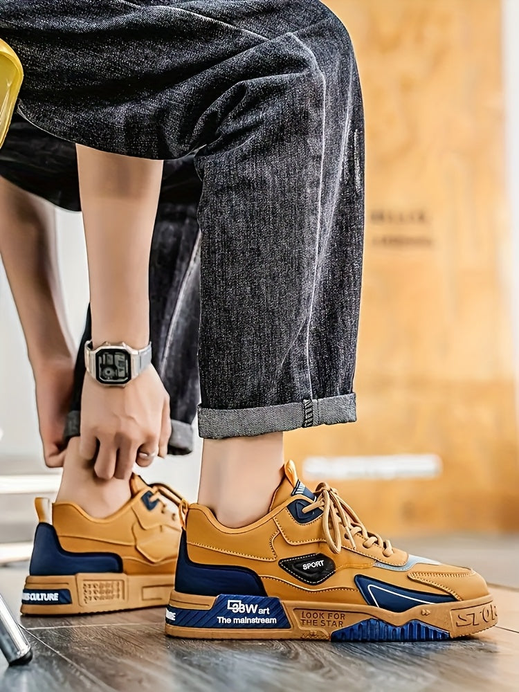 Men's Low-Top Skate Sneakers - Black with Teal Accents, PU Upper PVC Sole, Slip-Resistant Comfortable Lace-Up Shoes for Urban Streetwear, Outdoor Sports, All-Season Casual Wear, Skate Shoes, Modern Street Style, Durable Fab