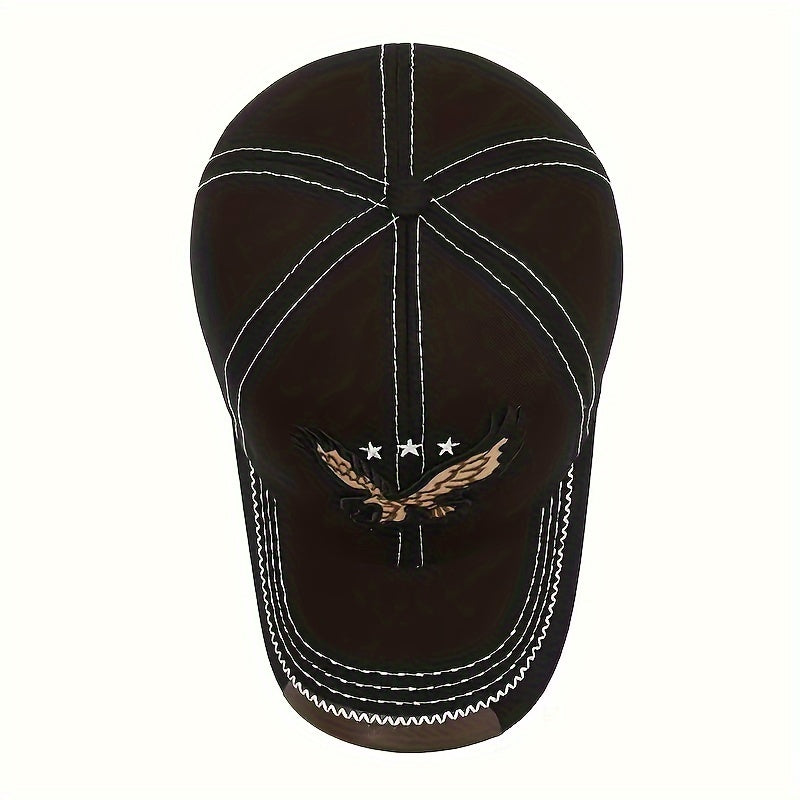 2 հատ ZDEDE 3D Eagle ասեղնագործված բեյսբոլի գլխարկ - նորաձև և դիմացկուն կարգավորվող Snapback գլխարկ՝ արհեստական կաշվե կտորով, սև պոլիեսթեր՝ բացօթյա սպորտաձևերի և առօրյա հագուստի համար - իդեալական է տղամարդկանց և կանանց համար