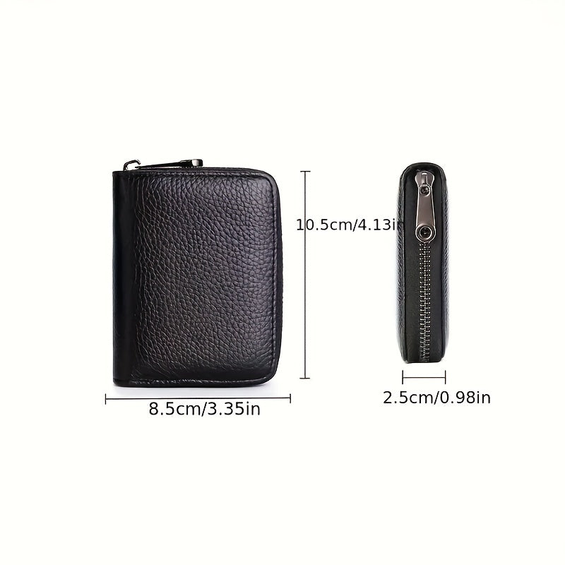 Mini Minimalist Classic Zipper Wallet, Textured Zipper Around Coin Purse, Solid Color Credit Card Holder