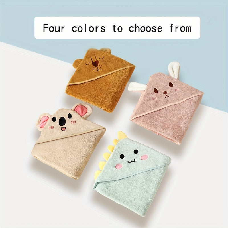 Adorable Animal Design Baby Boy's Soft Hooded Bathrobe - Super Absorbent & Quick-drying Blanket - Suitable For Aged 0-3