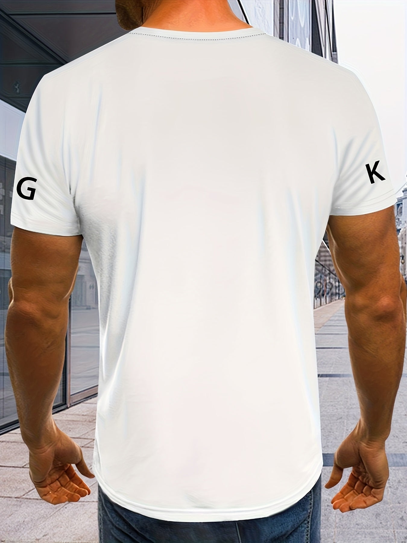 Men's 3D Digital Print T-Shirt with Crown "LIVE LIKE A KING" Slogan - Casual Round Neck Regular Fit Machine Washable Graphic Tee for Casual Attire, Streetwear Fashion, Bold Statement Shirt, Durable Fabric Shirt