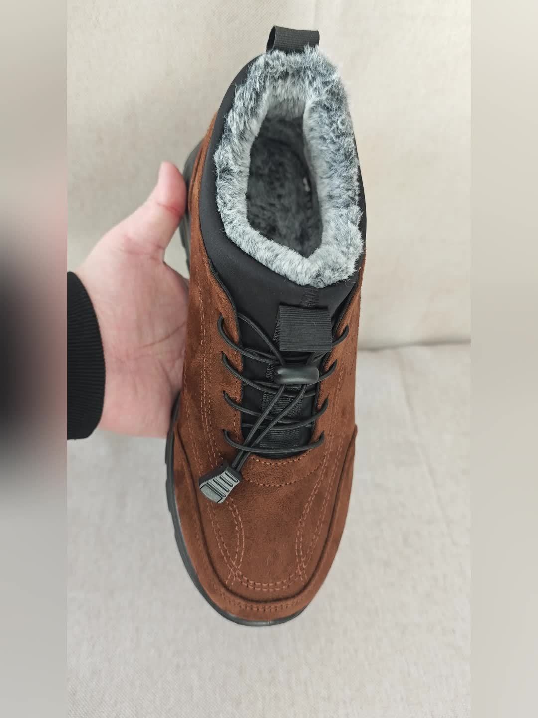 Men's Warm and Comfortable Winter Snow Shoes - Non-Slip Ankle Boots for Outdoor Hiking and Trekking with Plush Lining
