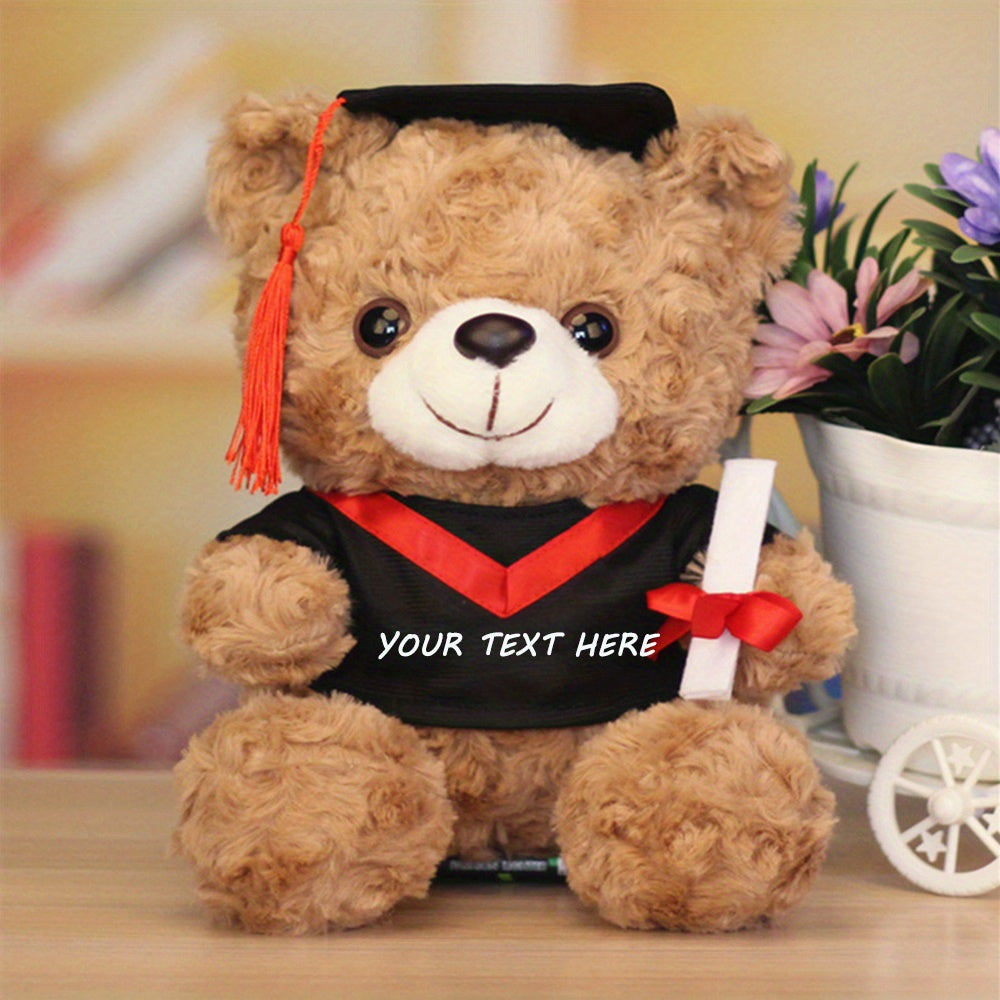 {Personalization} Graduation Bear Doll, Master's and Doctor's Bear Plush Toy, Bachelor's Suit Doll with Printed Logo, Graduation Season Gift, Gift for Classmates, Friends and School
