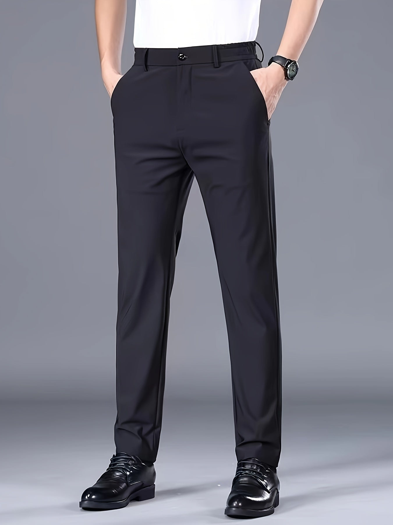 Men's straight-leg suit pants, which can be used as professional formal wear or thick casual pants for autumn and winter.