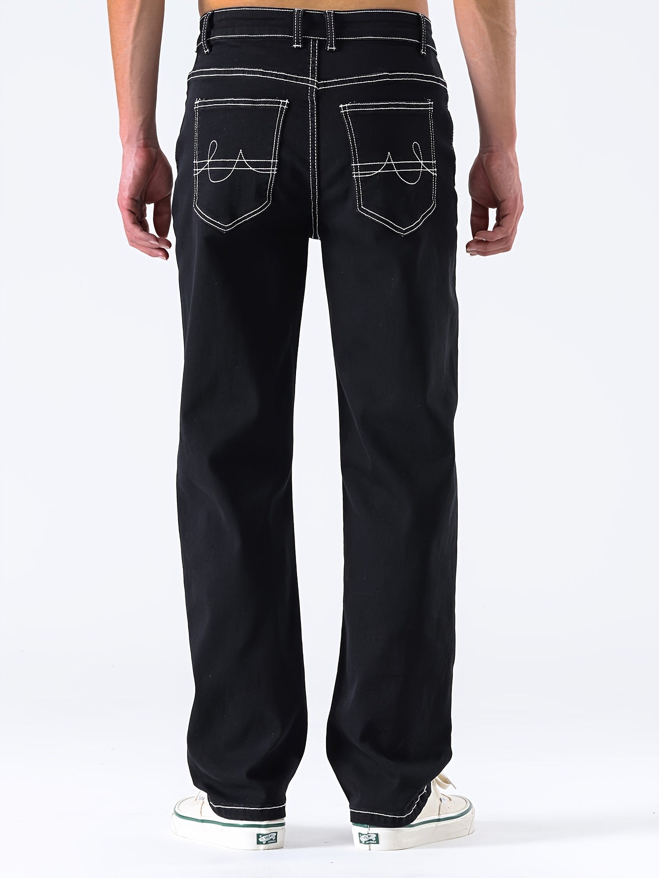 Men's Casual Slim Fit Stretch Jeans, Chic Street Style Distressed Denim Pants