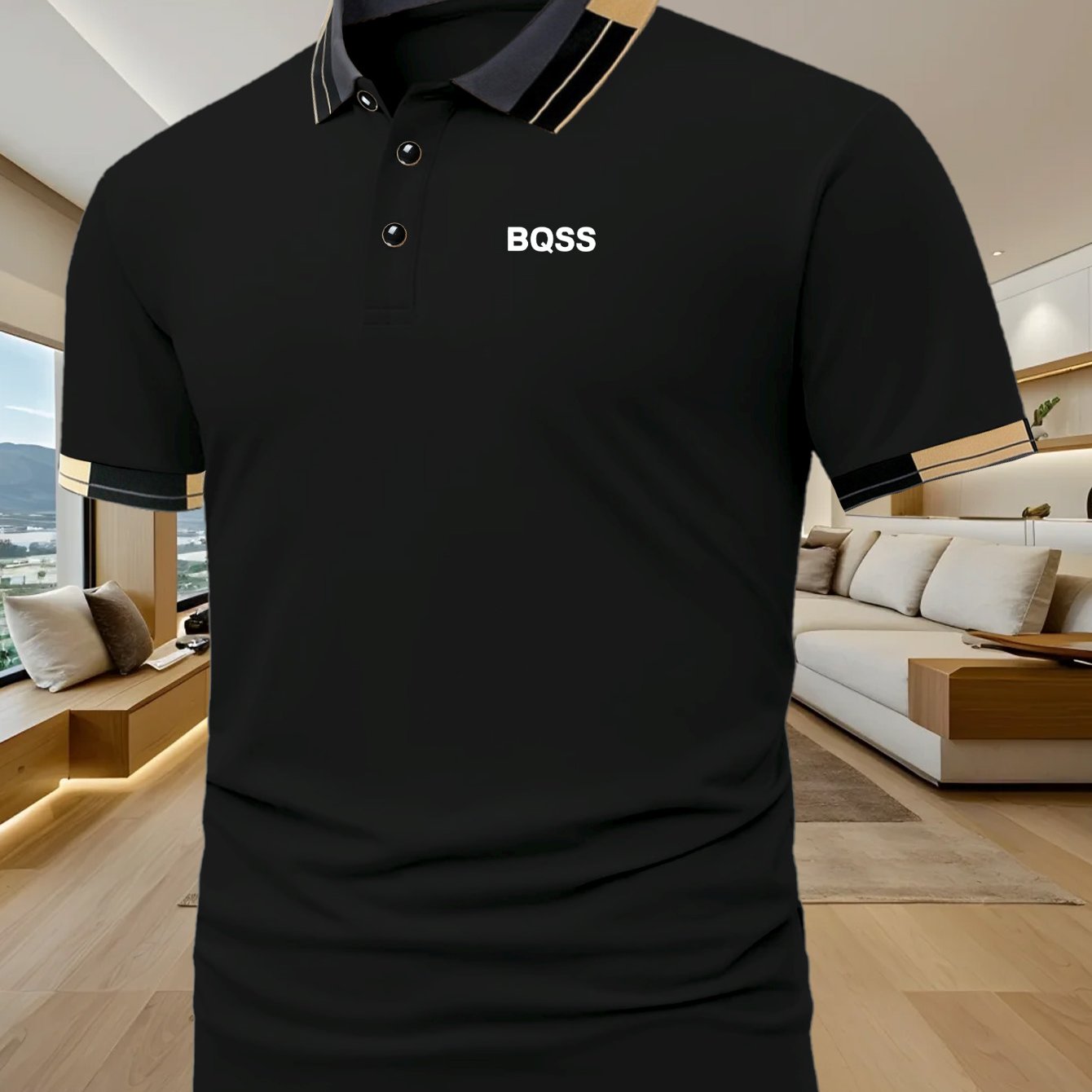 Classic BQSS Print Men'S Polo Shirt | Simple and Fashionable, High-end Fabric, Suitable for Daily Leisure and Fitness, Summer Season, Short Sleeve, Regular Fit - ayq