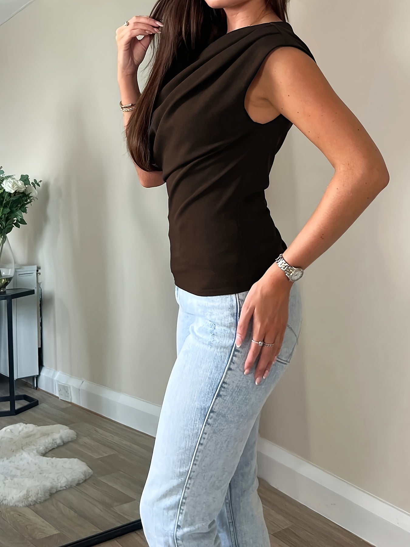 Slim Fit Off-Shoulder Casual Polyester Top for Women