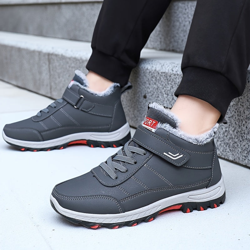 Extreme Cold Weather Snow Boots - Heavy-Duty Warm Anti-Slip Rubber Sole Hiking Shoes, Unisex Black/Gray Accents for Ice Climbing, Trekking & Daily Winter Use with Fabric Lining