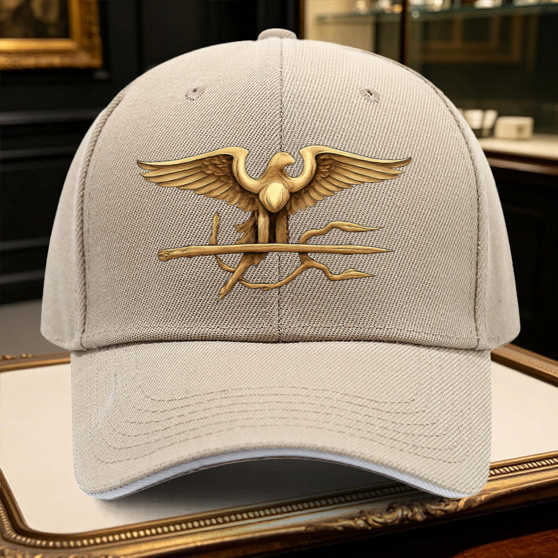 Adjustable Eagle Trident Print Sports Cap for Men – Lightweight Polyes