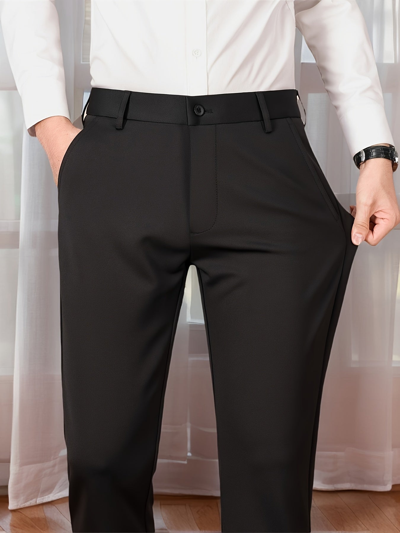 Versatile Men's Straight-Leg Pants - Casual & Business Formal, Stretch Fabric, Perfect for Any Occasion