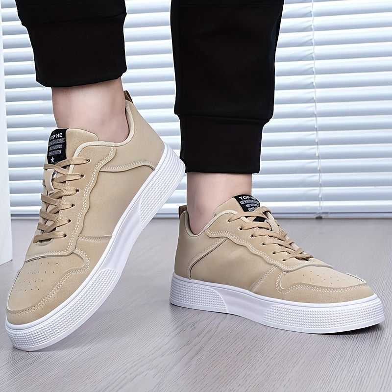 Men's Plus Size Breathable Casual Sneakers - Versatile All-Season Green Skate Shoes with Soft PU/PVC Sole, Lace-Up, Round Toe Design for Business & Social Events
