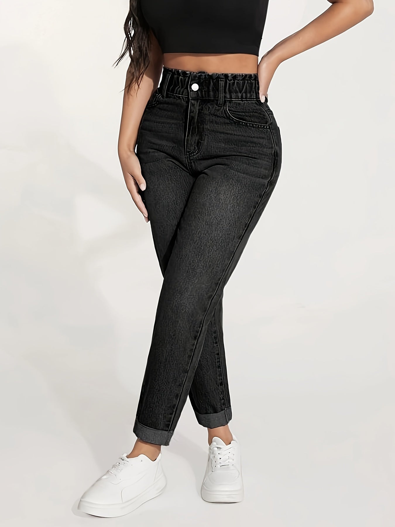 Կանացի Slim-Fit ձգվող ջինսե ջինսեր՝ առաձգական գոտկատեղով - հետույքի բարձրացում, հարմարավետ տեղավորում, լվացվող մեքենայում