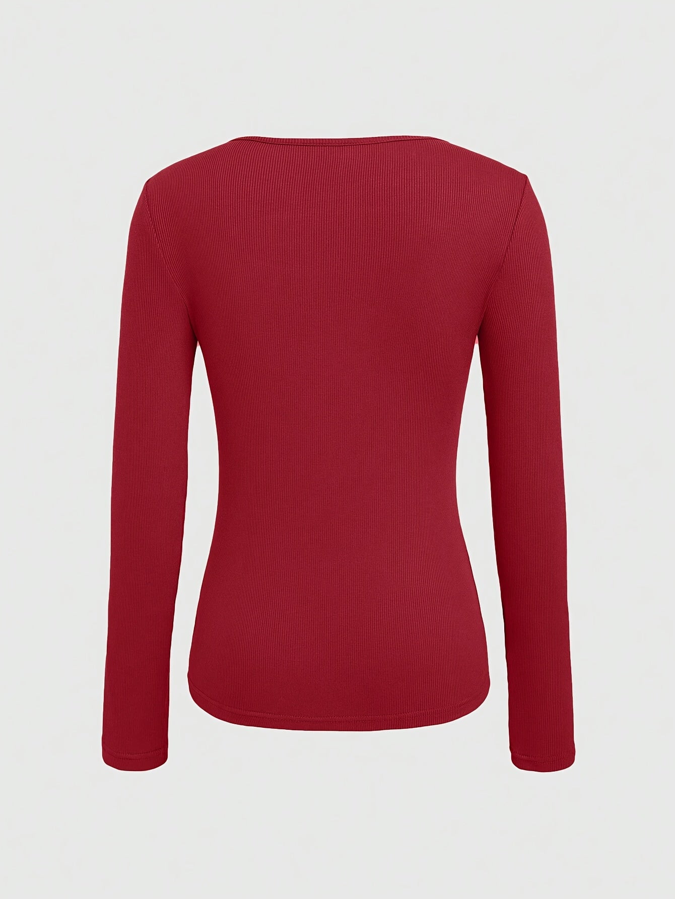 1pc Essence Women'S Elegant Ribbed Long Sleeve T-Shirt, Polyester and Spandex Blend, Hollow-Out Detail, Solid Color, Crew Neck, Regular Length, Knitted Fabric - Autumn/Winter Collection
