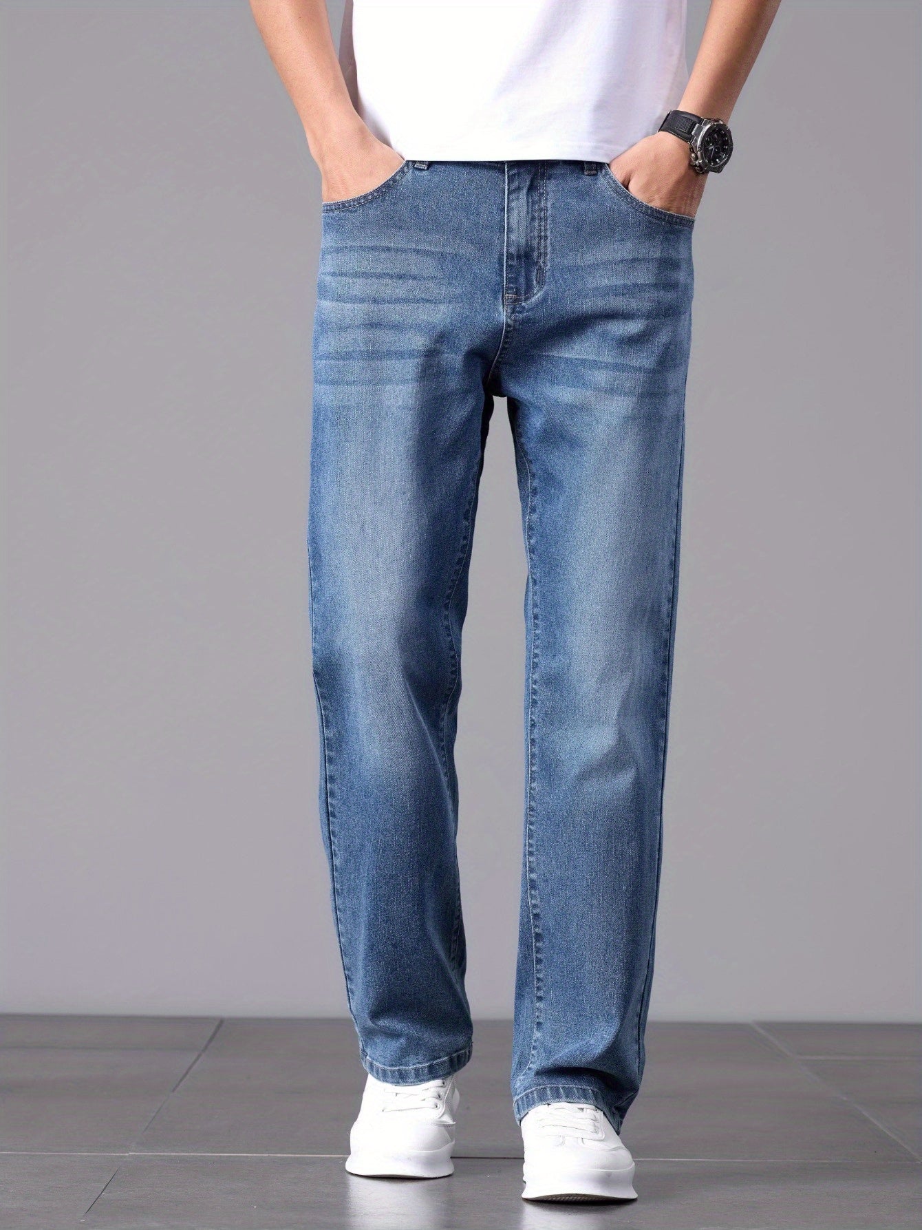 Men'S Stretchy Long Pants, Stylish And Versatile, Slim Fit, Breathable, Trendy Denim Trousers for Spring And Summer.