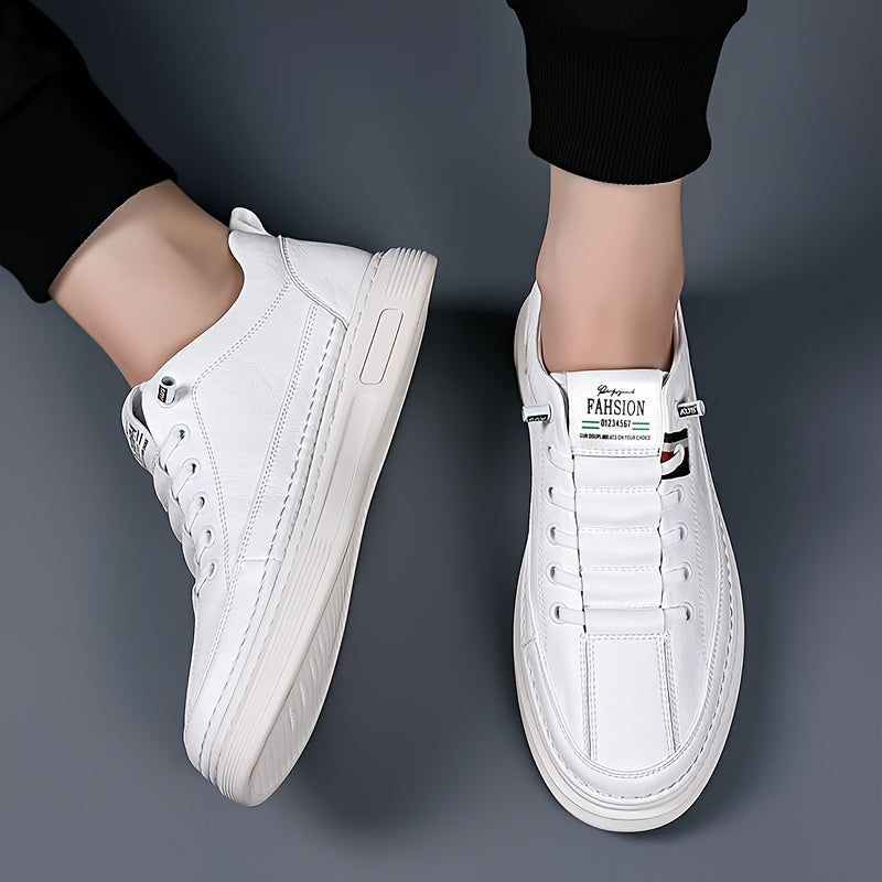 1 Pair Men'S Fashion Sneakers - Casual Street Style All-Season Slip-On Shoes with Geometric Solid Color, Faux Upper, Fabric Lining, PVC Sole, EVA Insole, Round Toe - Versatile for Daily, Party, Vacation