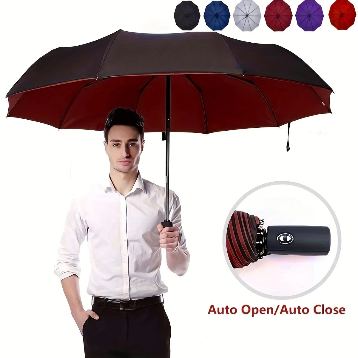 Automatic Open/Close, Windproof Tri-Fold Umbrella - Durable, Thickened Canopy for Enhanced Rain Protection, Ideal for Business Use, Automatic Folding Umbrella