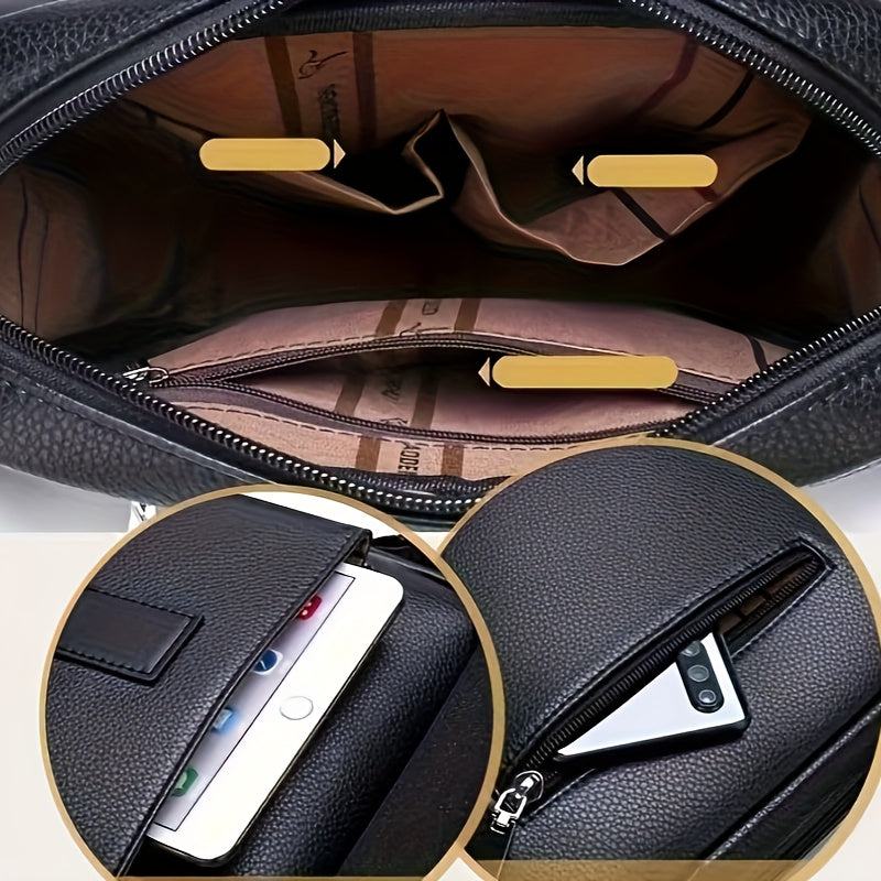 New Men'S Shoulder Bag Made of Genuine, Stylish Crossbody Bag, Casual Backpack for Men, Multifunctional Hanging Bag.