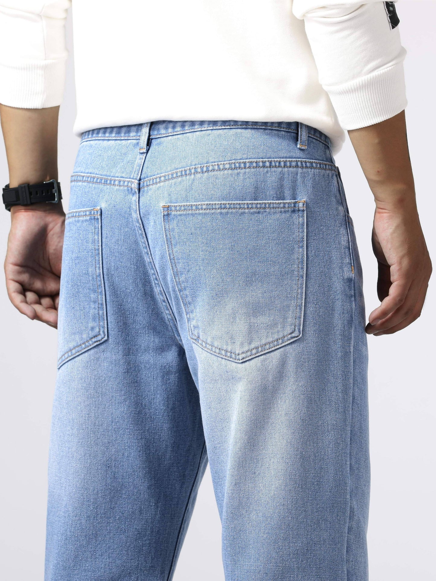 Loose Fit Straight Leg Jeans, Men's Casual Street Style Distressed Denim Pants For All Seasons