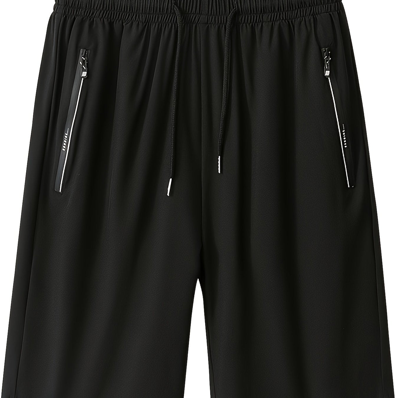 Men'S Summer Basic Shorts, Solid Color, Breathable Quick-Dry, Non-Stretch Polyester 100%, Regular Fit with Pockets, Lightweight 110g/m² Woven Fabric, Casual Sportswear